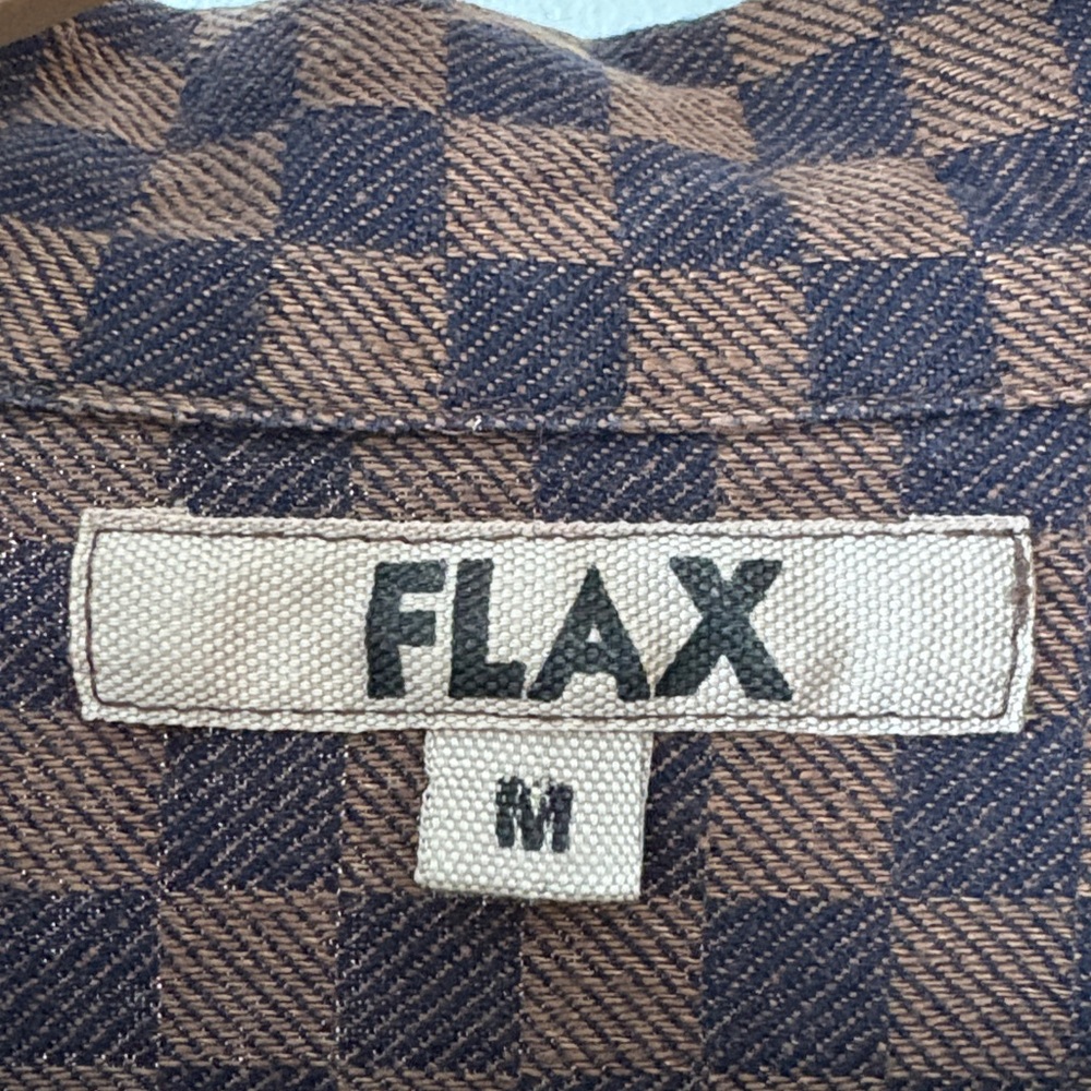 Flax Linen Check Pattern Button Front Long Jacket… - image 6